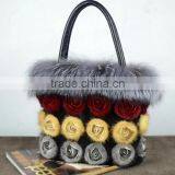 Genuine Leather and Fox Fur Bag,mink Fur Bag,rabbit Fur Bag, thumbnail-2