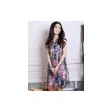 Sleeveless Print Chiffon Halter Women Dress thumbnail-1