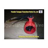 Red / Blue Manual or Electric Gear Box Grooved End Butterfly Valve for pipeline flow