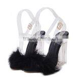 B22414A Ladies High-end Temperament Fluffy Crystal Heel Toe Shoes High-heeled Sandals thumbnail-4