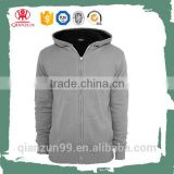 Wholesale plain black/grey zipper up hoodie for men
