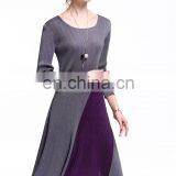 China Manufacter Round Neck Slim Pleat Dress Women Daily Wear Irregular Hem Dress thumbnail-1
