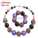 Kids Necklace + Bracelet Set Halloween Girl Chunky Bubblegum Bead Jewelry Accessories 2pcs Set thumbnail-1