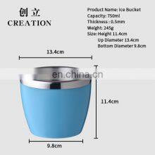 Factory Direct 750ml Promotional Small Blue Vintage Mini Champagne Cheap Plastic Wine Ice Beer Buckets Cooler Barrel With Lid thumbnail-2