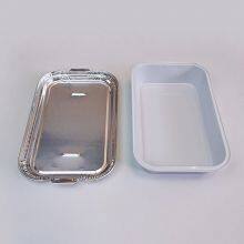 Wrinkle Free Rectangular Aluminum Foil Container Airlines Foil Trays With Cover. thumbnail-5