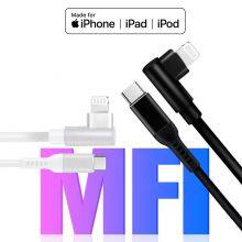 USB-C to Lightning Cable Right Angle 90 Degree Power Delivery Fast Charging Cable for IPhone SE 11 Pro Max X XS XR XS Max thumbnail-3