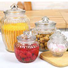 Exquisite Ribbed Glass Storage Jars With Lids - Ideal for Kitchen Pantry, Preserving Snacks & Ingredients! thumbnail-1
