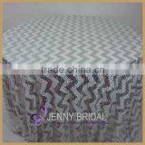 SQN#41 White and Gold Chervon Beaded Hotel Glitter Table Cloth 36X36 thumbnail-3