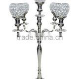 Silver Candelabra With Crystal Beaded Votive and Hangings. thumbnail-1