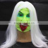 Best Selling Green Halloween Latex Mask Luminous Long Hair Latex Ghost Mask Sale Scary Mask Latex thumbnail-2