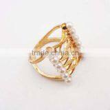 Newest Interlaced Fashion Gold Plating Pearl Ring Jewelry thumbnail-2