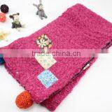 Fashion Cute Small Square Cloth Sewed Two-layer Pom Pom Style Boys Girls Baby Winter Scarf thumbnail-2