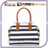Popular White Canvas Zipper Tote Bag With Pretty Stripe Design
