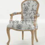 French /European Style Square Back Solid OAK Flower Fabric Arm Chair/Ding Chair/Living Leisure Chair(CH-859-Oak) thumbnail-1