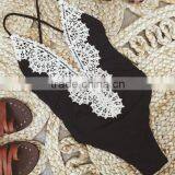 Wholesale hot sexy one piece bikinis black swimwear lace beachwear bikini suit                        
                                                Quality Choice