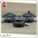 Best Selling Items Black Matt Finished Ceramic Soup Bowl Lid and Handle thumbnail-5