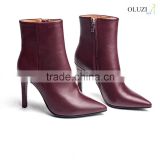 OlzB13 2015 Fanshion style goatskin upper leather bottom beautiful slim high heel ankle boots for girls