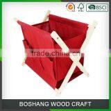 Red Canvas Wood Legs Baby Sleep Cloth Basket thumbnail-1
