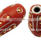 Handmade Indonesia Beads, With Brass Core, Drop, Brown, About 14x26mm, Hole: 3mm(IPDL-A008-3) thumbnail-1