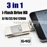 Timiya 3 in 1 Mobile Usb Flash Driver 128GB for Iphone for Ipad for Android system