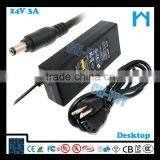 Latest for 3d Printer ul Ac/dc Adaptor 72w 24V 3a
