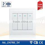 N6 Series Wall Switch 4 Gang 1 Way/ 1 Gang 2 Way