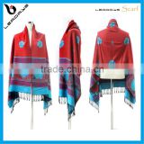 red color jacquard flower pattern wool shawl
