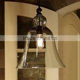 11.28-1 Rustic Pendant Showcases a Graceful Bell-shaped Shade LARGE RUSTIC GLASS INDOOR/OUTDOOR PENDANT