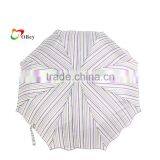 21"*8K 3 Fold Windproof Umbrella With Stripe