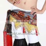 Silver and gold coin beaded tribal belly dance hip scarf, belly dance belts decoration costume series (QC045)