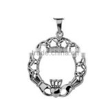 SRP0006 Heart In My Hand Stainless Steel Jewelry Claddagh Knot Triquetra Pendant Necklace