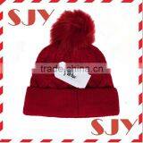 Women's Faux Fur Pom Pom Fleece Lined Knitted Slouchy Beanie Hat thumbnail-2