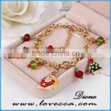 Sterling Santa Christmas Gold Alloy Leather Charms Bracelet thumbnail-3