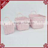 Sweety Pink Color Hand Woven Mini Hanging Baskets for Gifts thumbnail-3