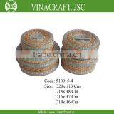 Round Seagrass Basket With Lid Set of 4