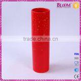 Simple Design Red Cylindrical Ceramic Tall Vase Flower thumbnail-2