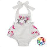 Boutique Girls Summer Backless Ruffle Halter Playsuit White Flower Kids Jumpsuit thumbnail-2