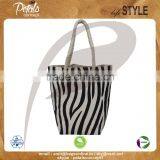 12 OZ Natural Canvas Tote Bag With Over All Zebra Prints & With Rope Handle thumbnail-1