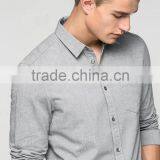 Turn-down Collar Blank Slim Fit Shirts Cotton Long Sleeve Casual Shirts for Men thumbnail-3