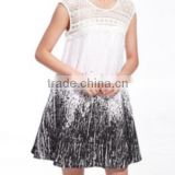 retro vintage design party club black a line lace skirt/Ink printing skirt