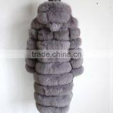 Myfur Wholesale Retail Ladies Fashion Whole Hide Real Natural Color Fox Fur Long Coat With Fur Hooded thumbnail-2