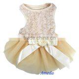 Champagne Rosettes Elegant Rose Beige Wedding Tutu Dog Clothes Party Dress XS-L thumbnail-1