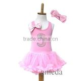 Girls Light Pink Glitter Number 3 Petti Pettiskirt Dress 1-4Y