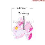 Wood Sewing Buttons Scrapbooking 2 Holes Rabbit Animal At Random Flower Pattern thumbnail-2