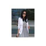 Cotton Lapel Collar Solid One Button Long Sleeve Slim Women Jackets thumbnail-2