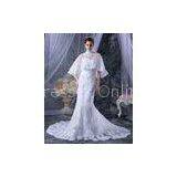 Spring 2014 Round Neck Lace Shawl Long Train Wedding Dresses With Open Back thumbnail-1