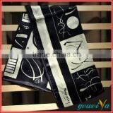 Black White Background Text Printing Silk Scarf Women