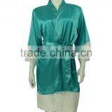 Women's Sexy Satin Short Kimono Robe-Lace Trim thumbnail-3