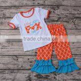 Children Clothing 2017 Short Sleeve White T-shirts Match Quatrefoil Print Pants Girls Clothing Sets thumbnail-2