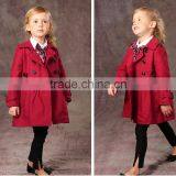 Latest Fashion Firls Clothing Double Buckle Long Sleeve Girls Trench Coat thumbnail-4